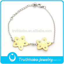 TKB-JB0006 Best-selling two tone 316L titanium steel bracelets & bangles with rhinestone C.Z star